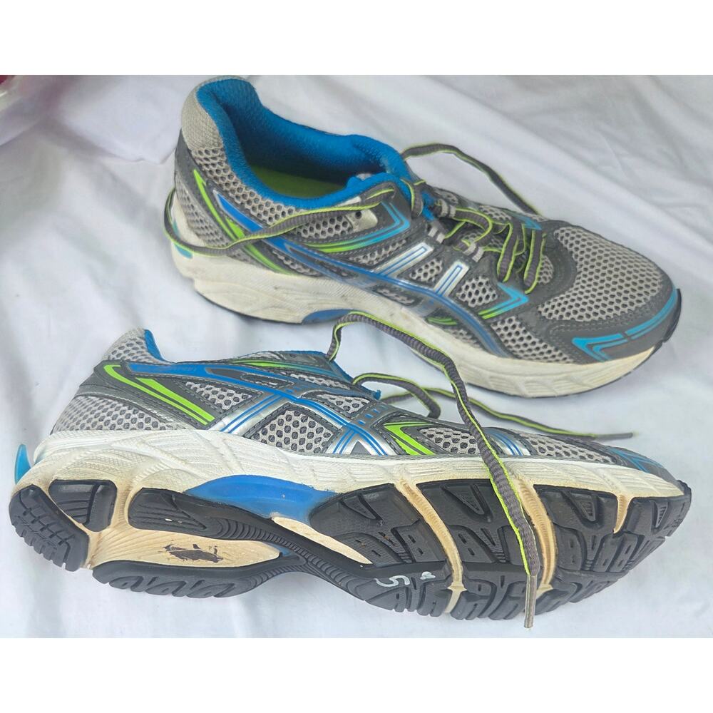 Asics Gel-Equation Womens 7 Running Shoes Titanium/Neon Blue/Green View 5